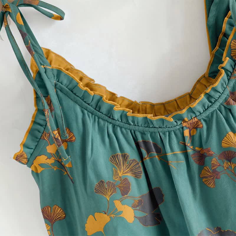 Loungewear-Set mit botanischem Blattmuster: Trägertop und Hose - image 1