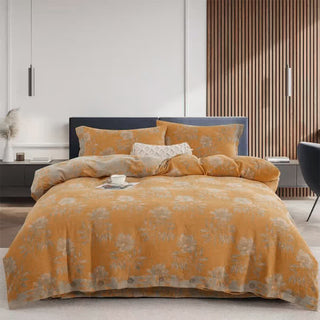 Bettwäsche-Set aus Baumwollgaze mit Blumenmuster (4-teilig) - Orange - 220cm x 240cm - image 0