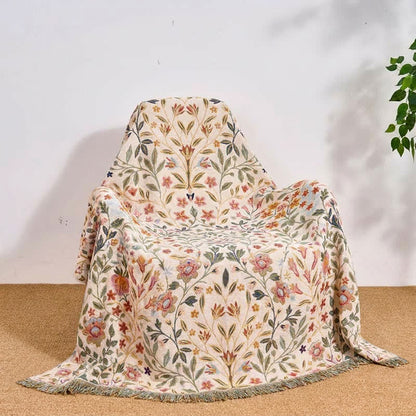Wendbare Steppdecke aus Baumwollmusselin mit Blumenmuster und Quasten - image 5