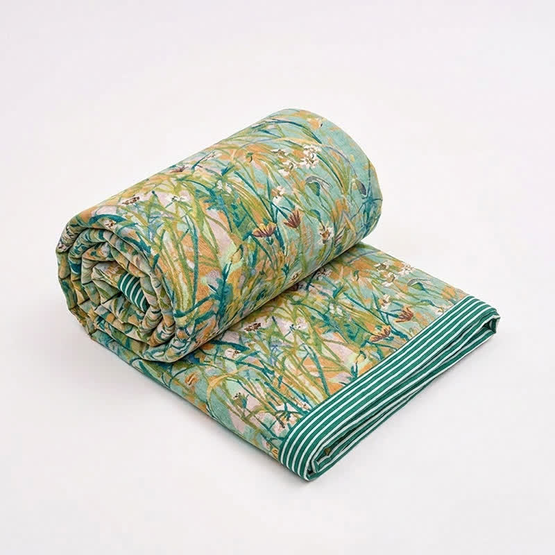Vintage Iris Field Baumwoll-Jacquard-Decke/Steppdecke - image 0