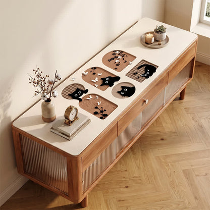 Tischset aus PU-Leder mit Katzenmotiv - Weiß - 16" × 79" - image 0