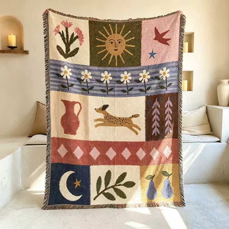 Patchwork-Decke mit Welpenmuster und Fransen - image 2
