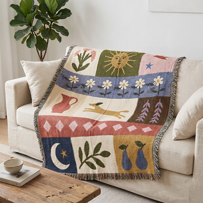 Patchwork-Decke mit Welpenmuster und Fransen - Mehrfarbig - 51 Zoll L × 230cm B - image 0