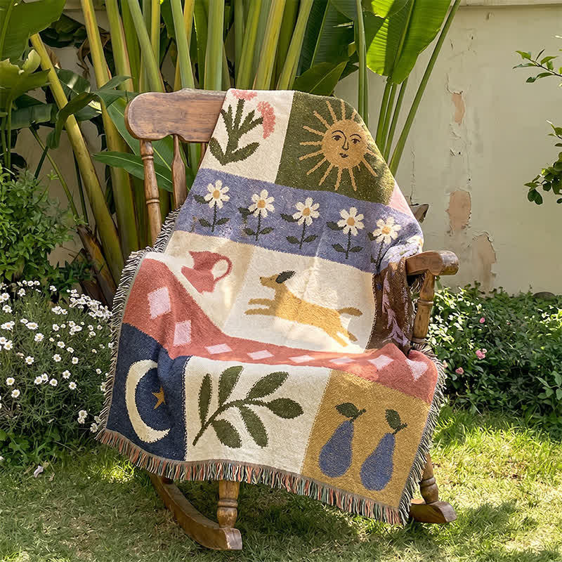 Patchwork-Decke mit Welpenmuster und Fransen - image 1