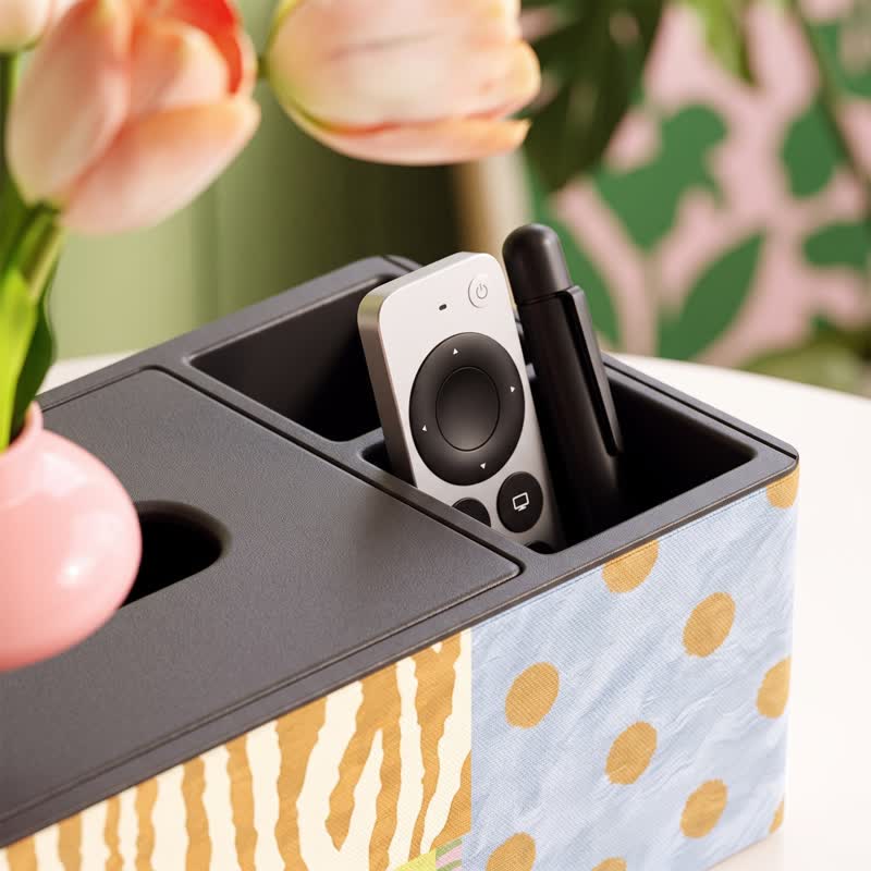 Verspielter Taschentuchbox-Organizer aus Holz mit Katzenmotiv und Patchwork-Design - image 5