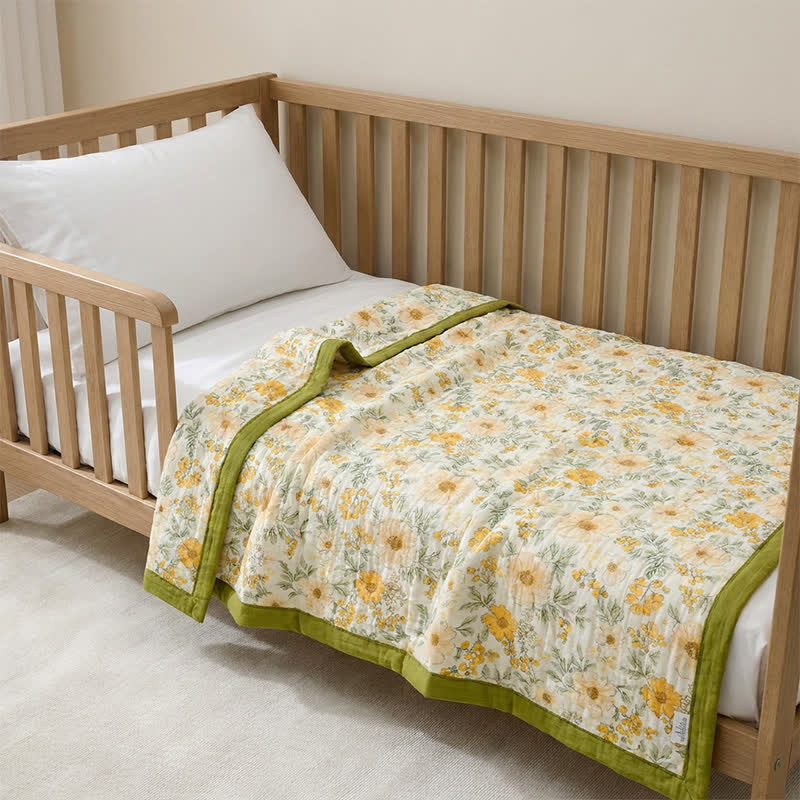 Meadow Bloom Yellow Cotton Gauze Blanket - image 4