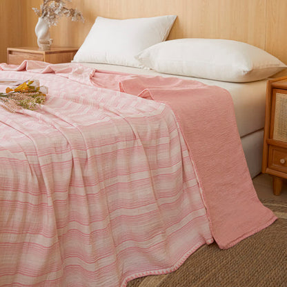 Wendebettdecke aus Baumwolle mit weichen Streifen - Breiter rosa Streifen - 79" × 91" - image 10