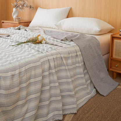 Wendebettdecke aus Baumwolle mit weichen Streifen - Grauer Streifen - 79" × 91" - image 15