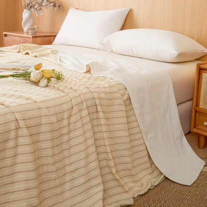 Wendebettdecke aus Baumwolle mit weichen Streifen - Beige Streifen - 79" × 91" - image 30