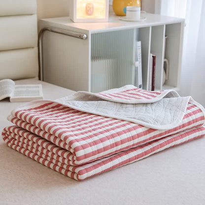 Sommer-Steppdecke aus Baumwolle mit rosa Streifen - Rosa - 79" × 91" - image 4