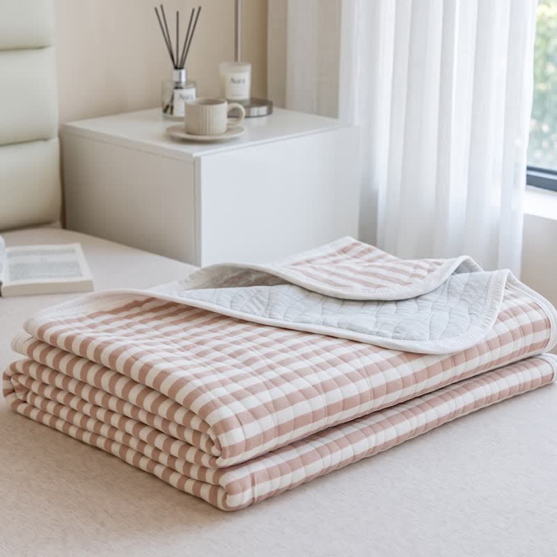 Sommer-Steppdecke aus Baumwolle mit rosa Streifen - Helljade - 79" × 91" - image 10