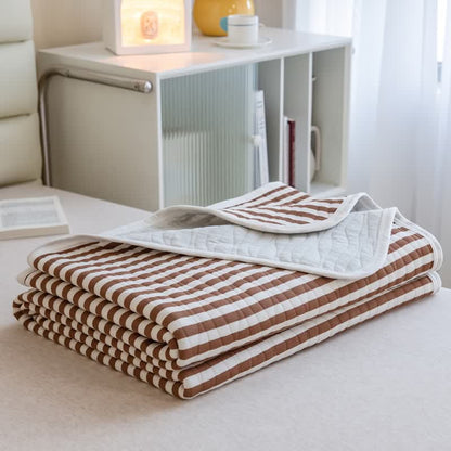 Sommer-Steppdecke aus Baumwolle mit rosa Streifen - Karamell - 79" × 91" - image 6