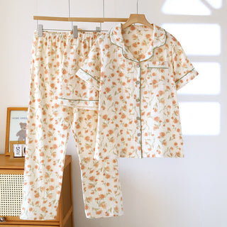 Pyjama-Set aus Cottagecore-Baumwollgaze, 3-teilig - Beige - XL - image 0