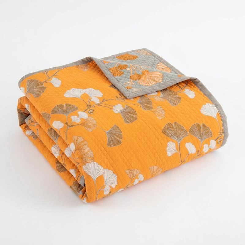 Wendbare Ginkgo-Steppdecke - Orange - 90" x 92" - image 5