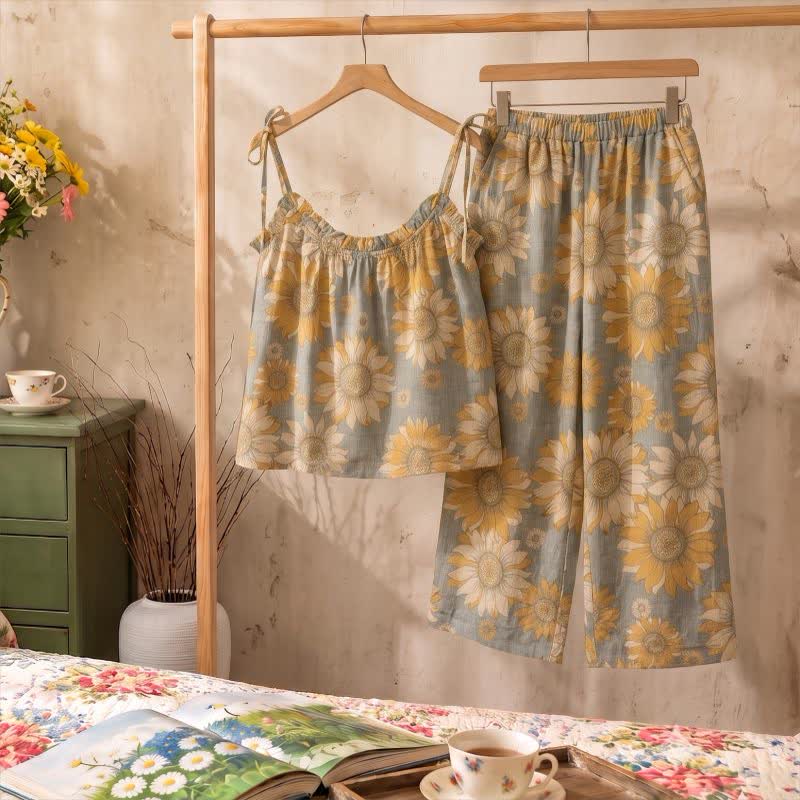Loungewear-Set mit Sonnenblumenblüten-Trägern - image 6