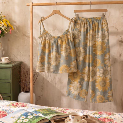 Loungewear-Set mit Sonnenblumenblüten-Trägern - image 6