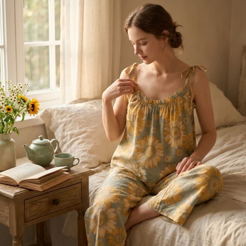 Loungewear-Set mit Sonnenblumenblüten-Trägern - image 2