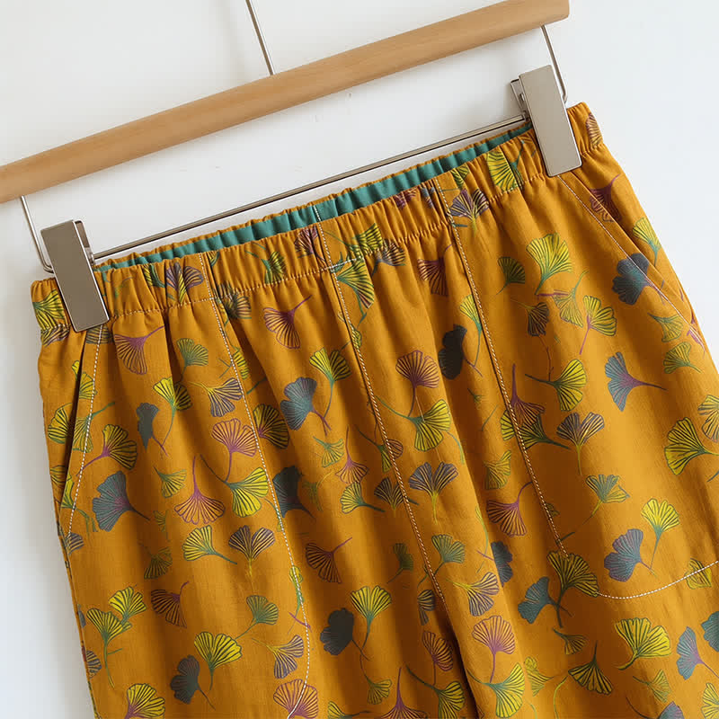 Loungewear-Set mit Ginkgoblatt-Print und Schulterbändern - image 5