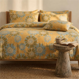 Vintage Sonnenblumen-Orange Baumwoll-Bettwäsche-Set - Orange - 50cm x 50cm x 37" - 2 Kissenbezüge - image 0