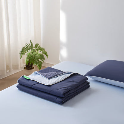 Doppelseitige, kühlende, leichte Sommerdecke - Marineblau - 79" × 91" - image 19