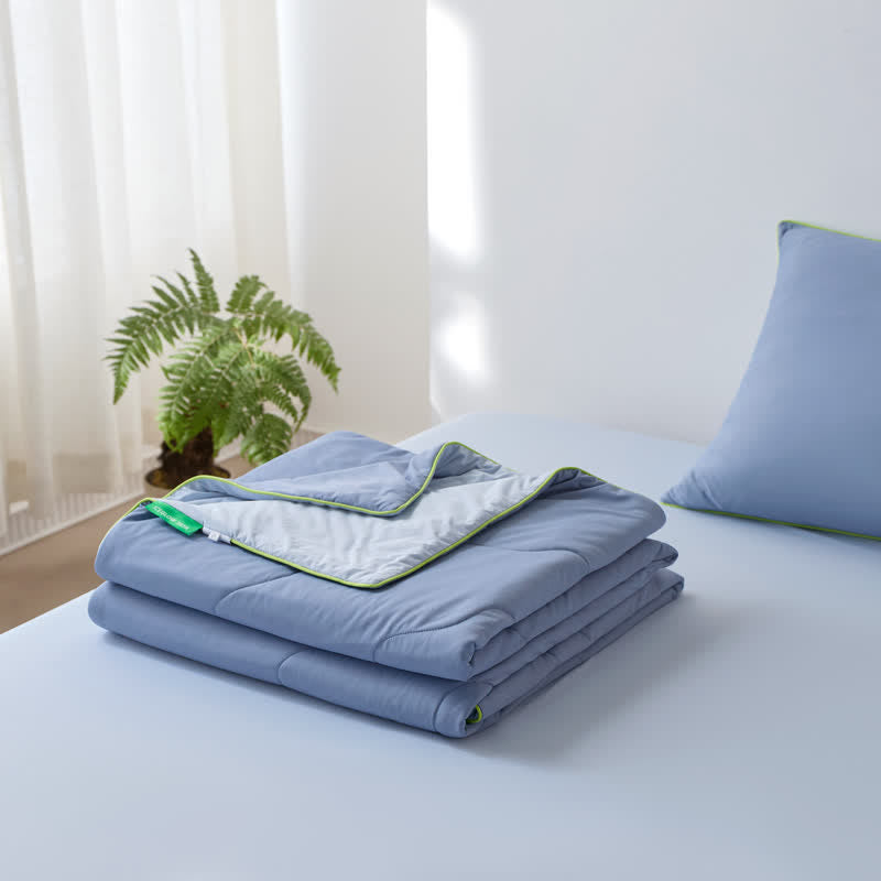Doppelseitige, kühlende, leichte Sommerdecke - Staubiges Blau - 79" × 91" - image 12