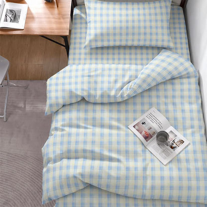 Pastellkariertes Bettwäscheset für Einzelbett XL - Twin XL - Blau kariert - 5-teiliges Komplettset - image 0