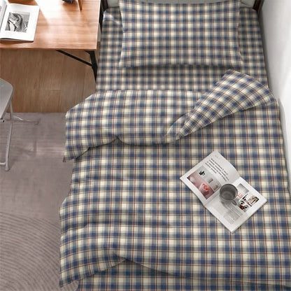 Pastellkariertes Bettwäscheset für Einzelbett XL - Twin XL - Dunkelblau kariert - 5-teiliges Komplettset - image 11