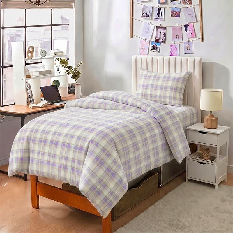 Pastellkariertes Bettwäscheset für Einzelbett XL - image 6