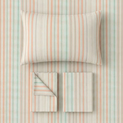 Minimalistisches Bettwäscheset im Pastell-Nadelstreifen-Stil für Studentenwohnheime - image 1