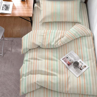 Minimalistisches Bettwäscheset im Pastell-Nadelstreifen-Stil für Studentenwohnheime - Twin XL - Orange-grüner Streifen - 5-teiliges Komplettset - image 0