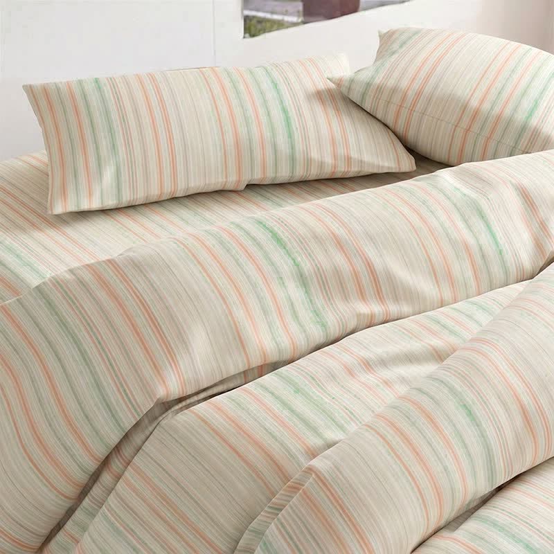 Minimalistisches Bettwäscheset im Pastell-Nadelstreifen-Stil für Studentenwohnheime - image 4