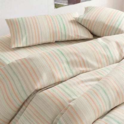 Minimalistisches Bettwäscheset im Pastell-Nadelstreifen-Stil für Studentenwohnheime - image 4