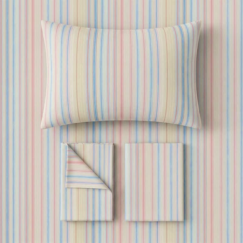 Minimalistisches Bettwäscheset im Pastell-Nadelstreifen-Stil für Studentenwohnheime - image 7