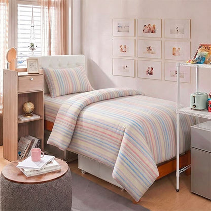 Minimalistisches Bettwäscheset im Pastell-Nadelstreifen-Stil für Studentenwohnheime - image 9