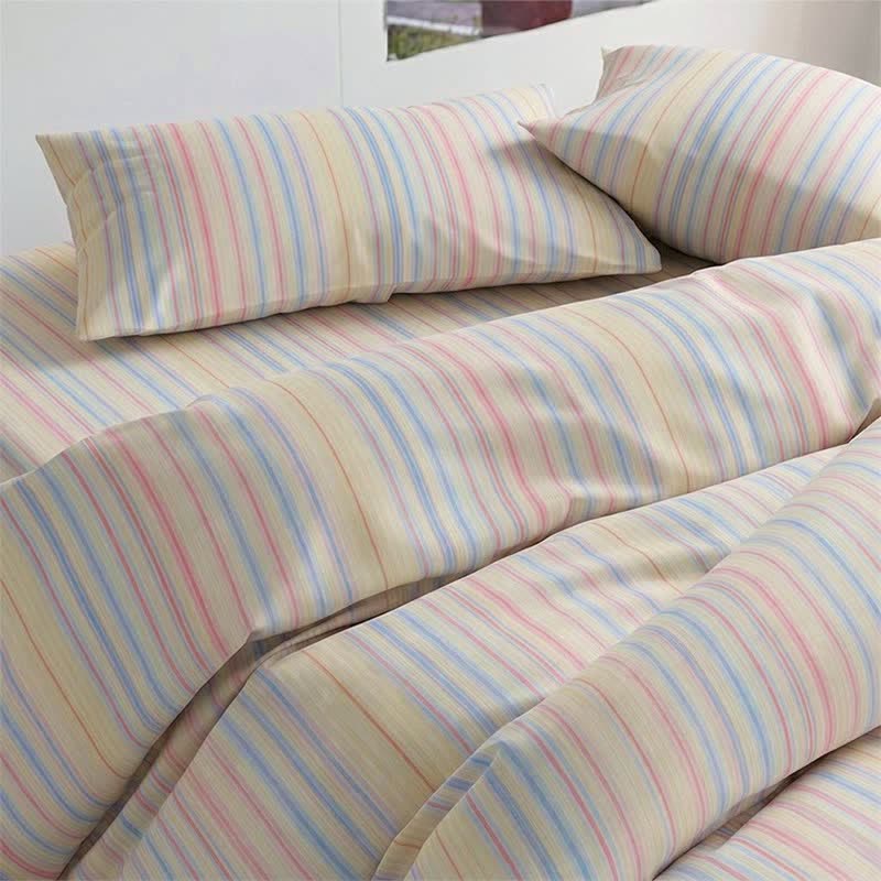 Minimalistisches Bettwäscheset im Pastell-Nadelstreifen-Stil für Studentenwohnheime - image 10