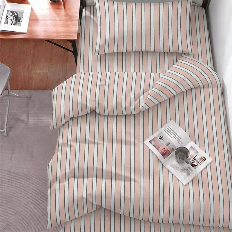 Modernes zweifarbiges Streifen-Bettwäscheset - Twin XL - Rosa Streifen - 5-teiliges Komplettset - image 6