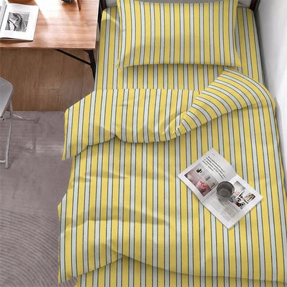 Modernes zweifarbiges Streifen-Bettwäscheset - Twin XL - Gelber Streifen - 5-teiliges Komplettset - image 0