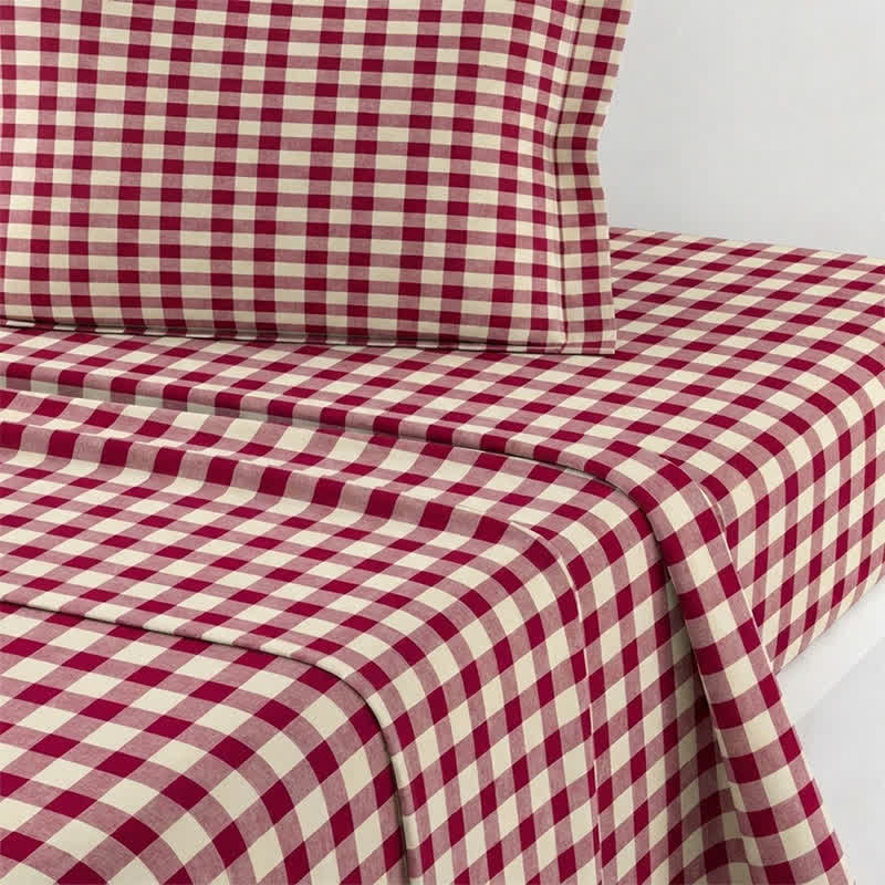 Rotes Vichy-Karo-Bettwäscheset für Einzelbett XL ( Schlafsaal) - image 4