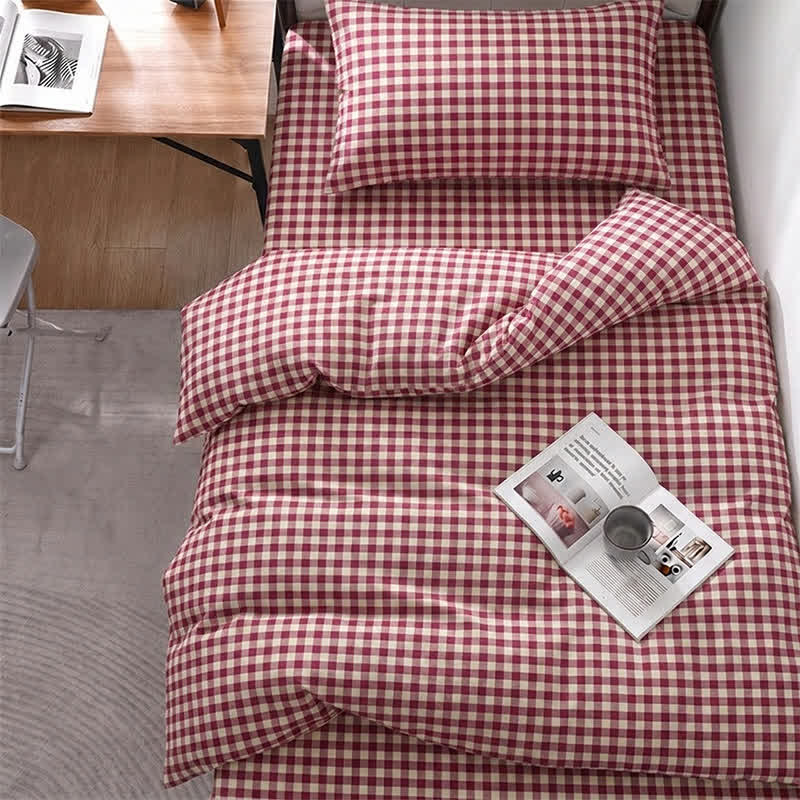 Rotes Vichy-Karo-Bettwäscheset für Einzelbett XL ( Schlafsaal) - image 1