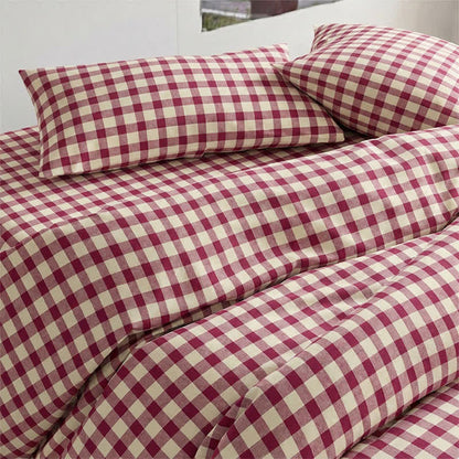 Rotes Vichy-Karo-Bettwäscheset für Einzelbett XL ( Schlafsaal) - image 3