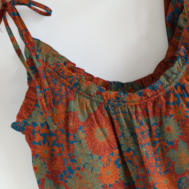 Vintage Loungewear-Set mit Blumenmuster und Bindebändern - image 4