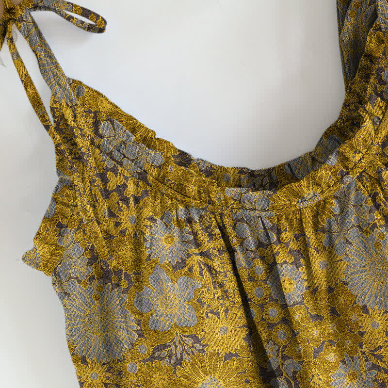 Vintage Loungewear-Set mit Blumenmuster und Bindebändern - image 7