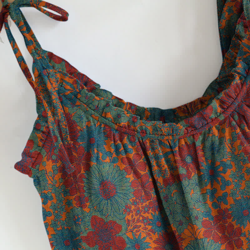Vintage Loungewear-Set mit Blumenmuster und Bindebändern - image 1