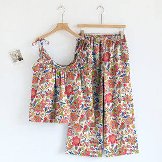 Cottagecore-Loungewear-Set mit Blumenmuster und Trägern - Mehrfarbig - XL - image 0