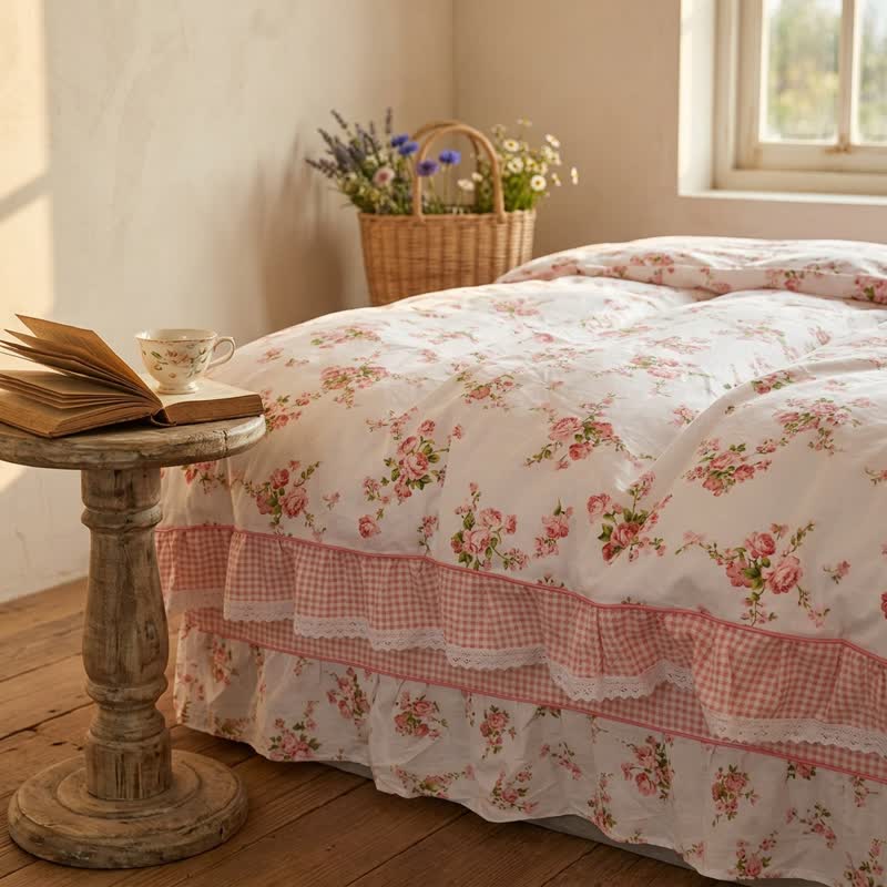 Vintage Bettwäsche-Set aus Baumwolle mit floralen Rüschen - image 3