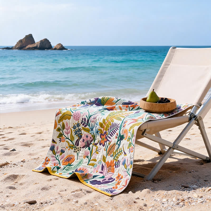 Strand- und Badetuch aus geblümtem, vierlagigem Musselin-Baumwollstoff - image 6