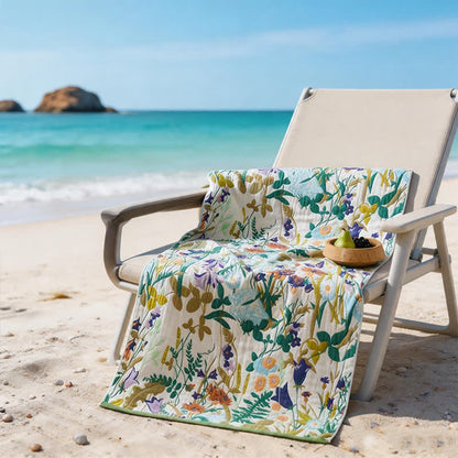 4-lagiges Strand- und Badetuch aus Baumwollmusselin mit Blumenmuster - image 2