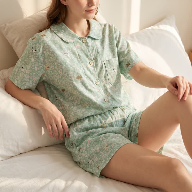 Loungewear-Set aus doppellagigem Baumwollgewebe mit Hunde-Print - image 2