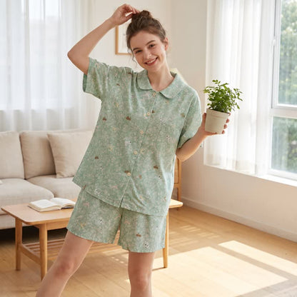 Loungewear-Set aus doppellagigem Baumwollgewebe mit Hunde-Print - image 1