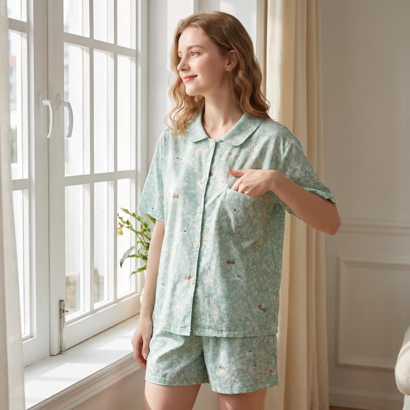 Loungewear-Set aus doppellagigem Baumwollgewebe mit Hunde-Print - image 3